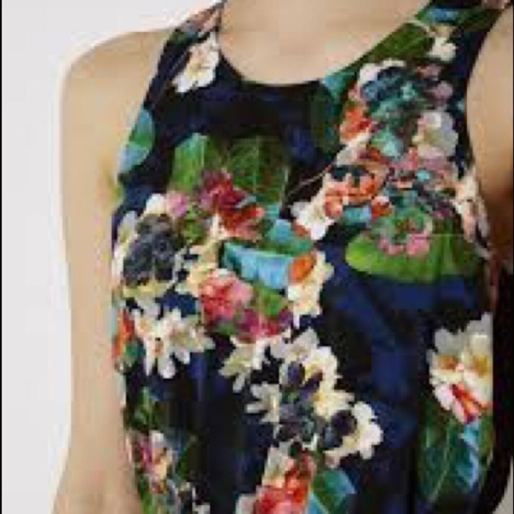 Karen Millen Navy Tropical Floral Belted Jumpsuit 6 - Picture 4 of 8